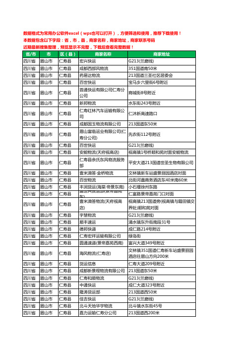 2020新版四川省眉山市仁寿县托运工商企业公司商家名录名单联系电话号码地址大全68家