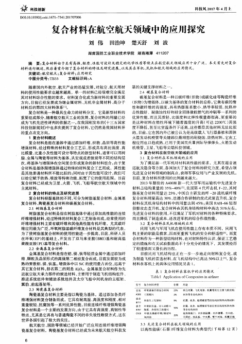 复合材料在航空航天领域中的应用探究