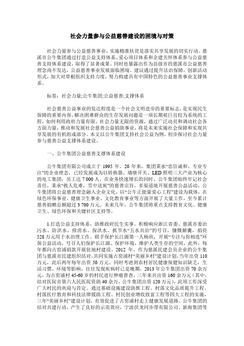 社会力量参与公益慈善建设的困境与对策