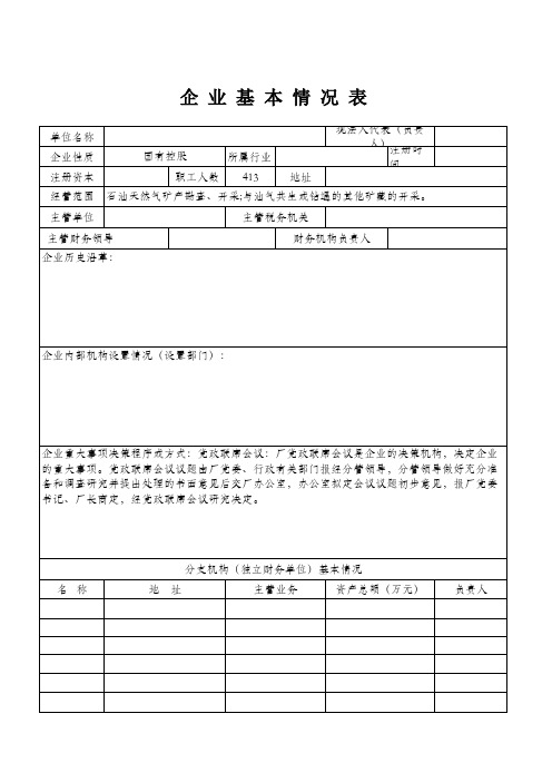 企业基本情况表