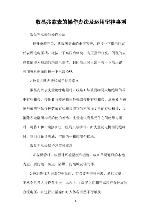 数显兆欧表的操作办法及运用留神事项