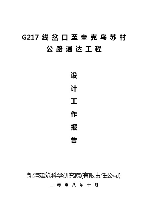 G217线岔口至奎克乌苏村公路通达工程设计工作报告