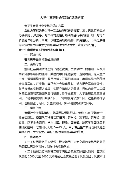 大学生寒假社会实践的活动方案