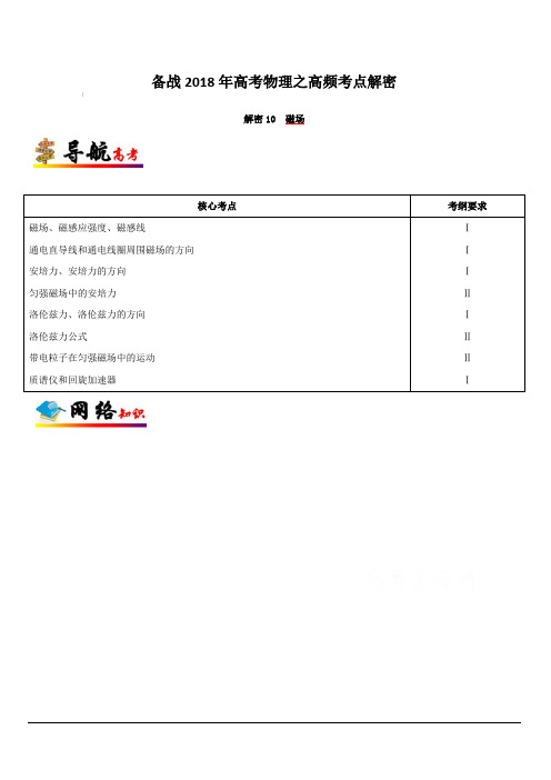 备战2018年高考物理之高频考点解密-解密10 磁场 含解析