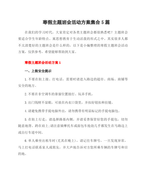 寒假主题班会活动方案集合5篇