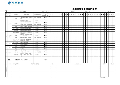 水泵设施设备巡检表
