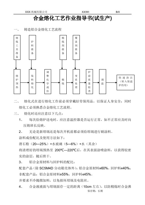 合金熔化工艺作业指导书