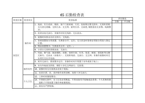 6S后勤检查表