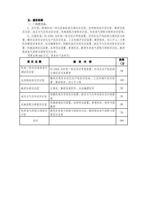 机电技术应用实训基地建设思路