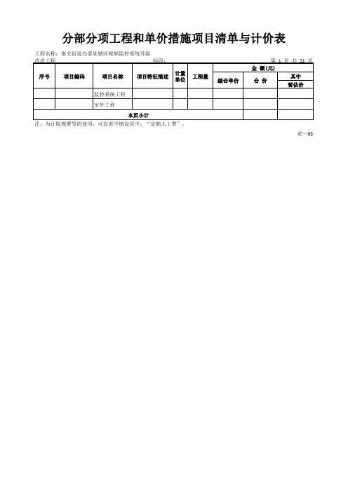 分部分项工程和单价措施项目清单与计价表