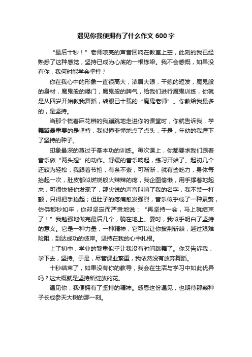 遇见你我便拥有了什么作文600字