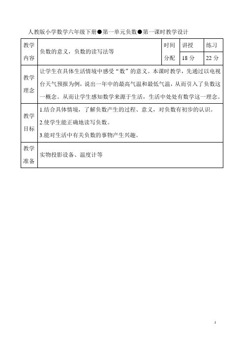 部编版小学数学 六年级下册全册教案(117页)