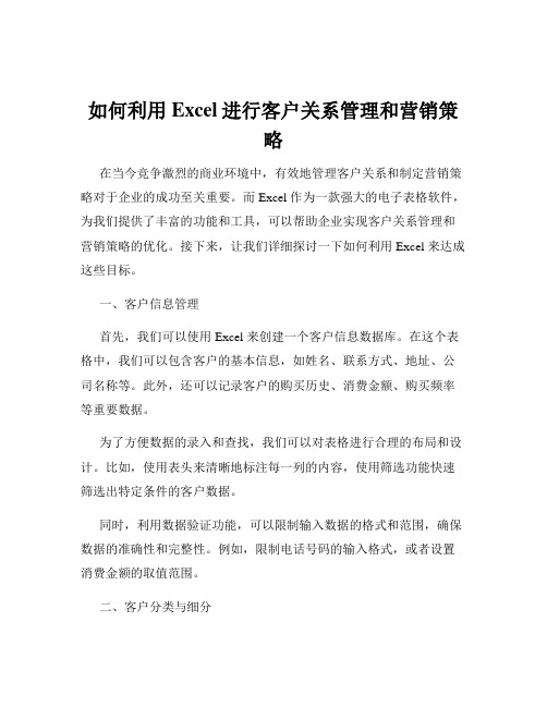 如何利用Excel进行客户关系管理和营销策略