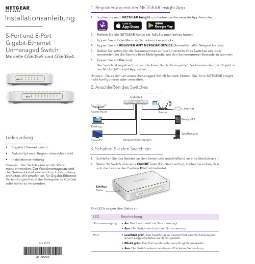 NETGEAR Gigabit Ethernet Unmanaged Switch 安装指南说明书