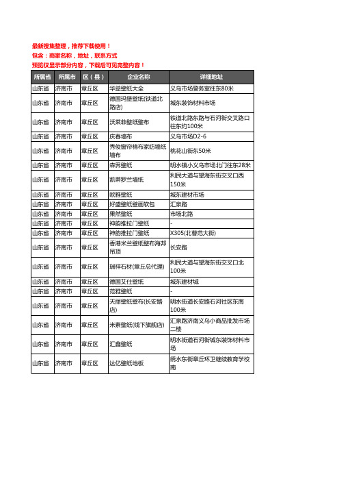 新版山东省济南市章丘区墙纸企业公司商家户名录单联系方式地址大全20家