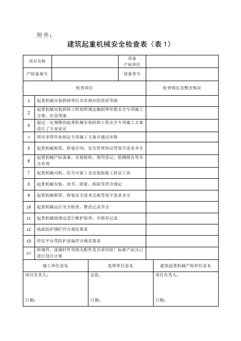 建筑起重机械安全检查表