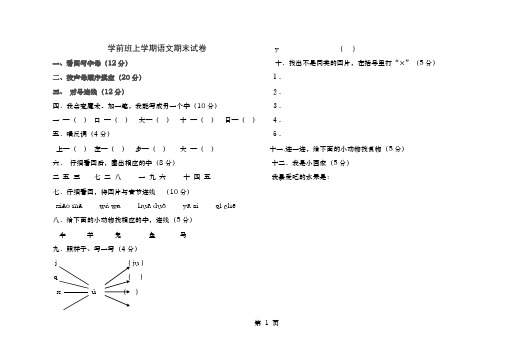 学前班上学期语文期末试卷