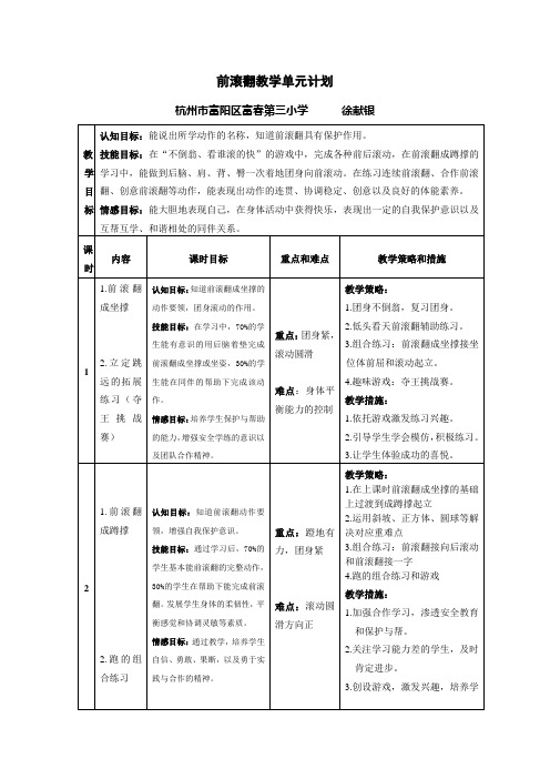 前滚翻教学单元计划