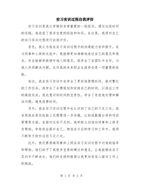 实习实训过程自我评价