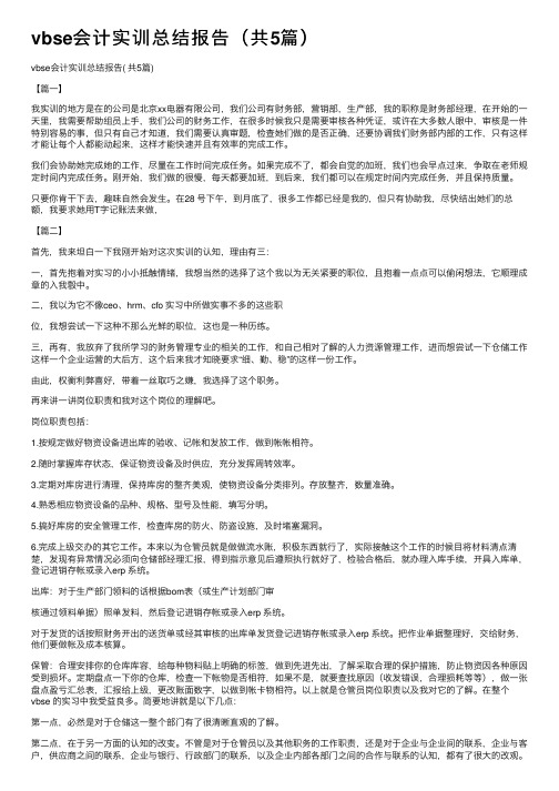 vbse会计实训总结报告（共5篇）