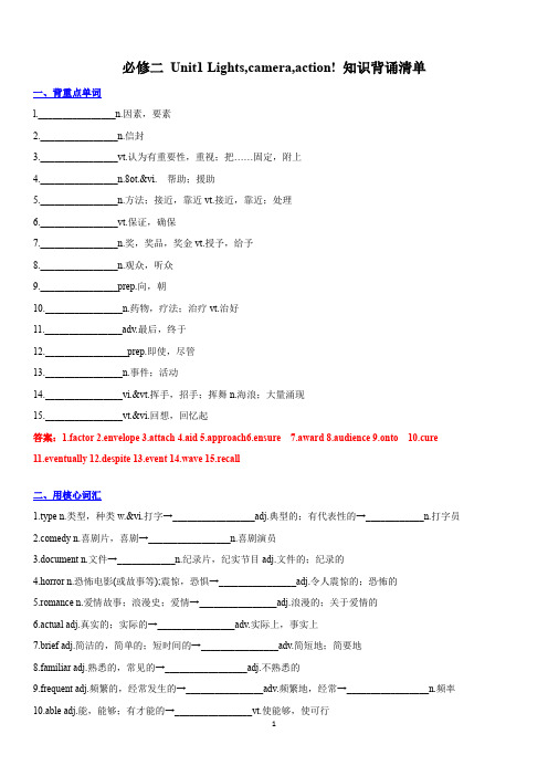 2025年高考英语一轮复习基础知识能力提升(译林版2020)必修二Unit1背诵清单(含练习与答案)