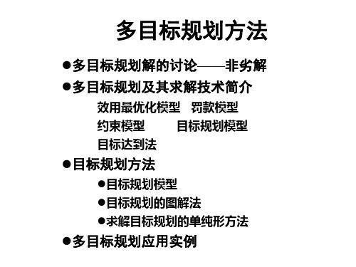 多目标规划模型解读