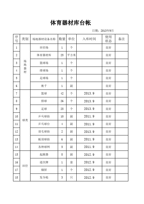 体育器材库台帐