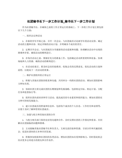 社团秘书长下一步工作计划_秘书长下一步工作计划