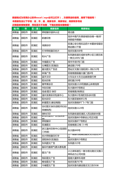 2020新版湖南省邵阳市双清区打印工商企业公司商家名录名单联系电话号码地址大全48家