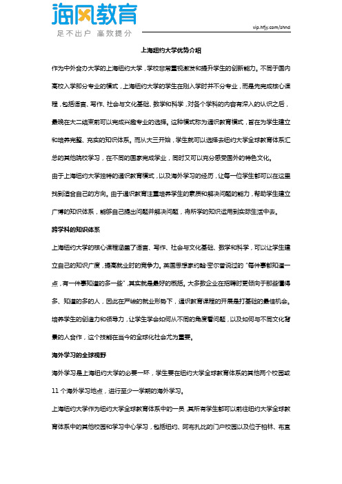 上海纽约大学优势介绍