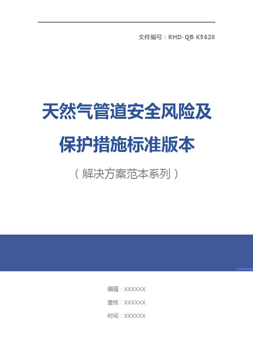 天然气管道安全风险及保护措施标准版本