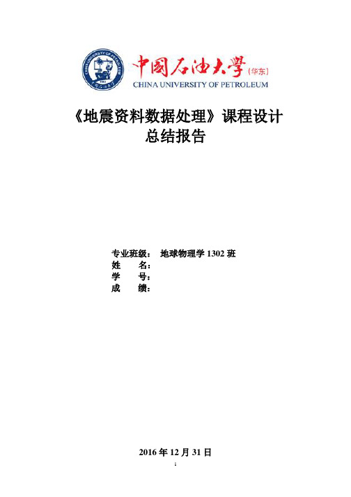 地震资料处理实习报告