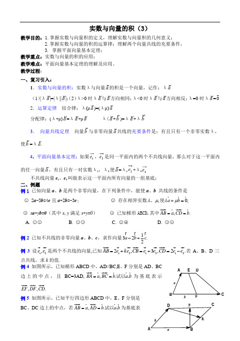 高一数学-高一数学实数与向量的积3 精品