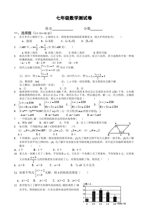 2008年七年级期末模拟测试题.doc