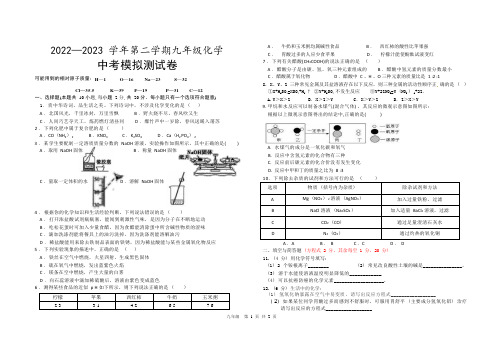 人教版九年级化学中考模拟测试题(含答案)