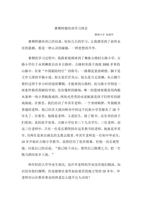 暑期师德培训学习心得(自创)