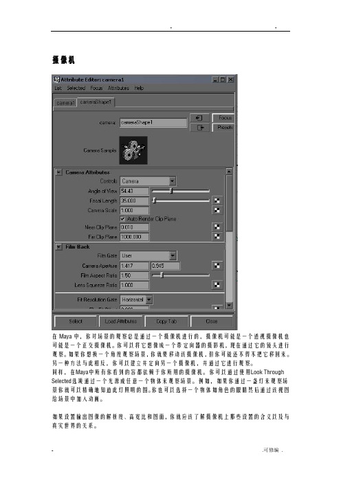 maya摄像机参数详解
