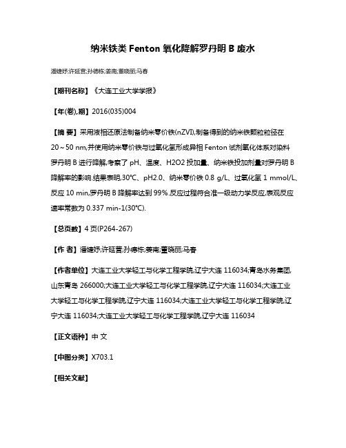 纳米铁类Fenton氧化降解罗丹明B废水