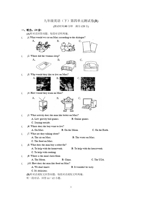 九年级英语(下)第四单元测试卷(B)