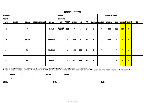 物料清单BOM表