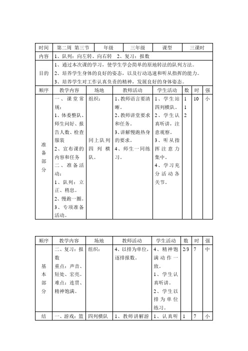 新人教版一至二年级体育《队列：向左转、向右转》公开课教案_4