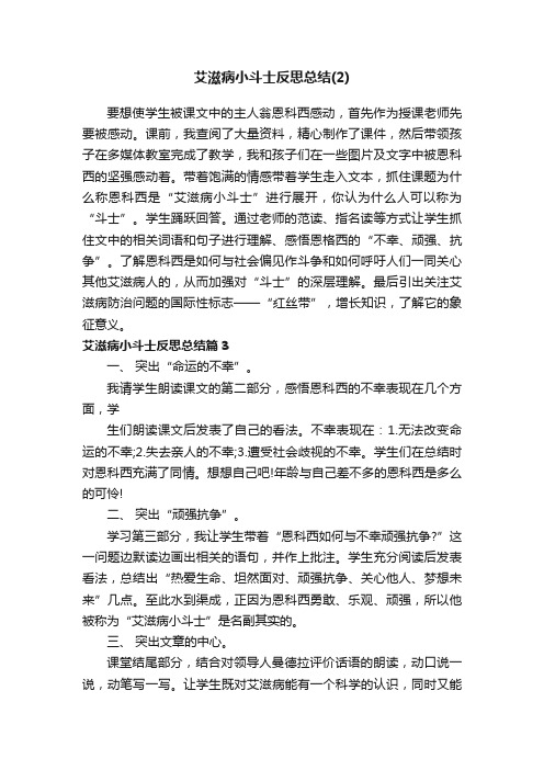 艾滋病小斗士反思总结（2）