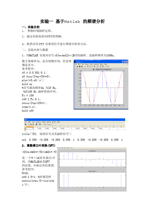 实验一 基于Matlab 的频谱分析