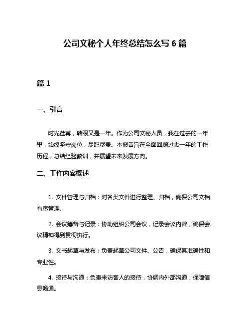 公司文秘个人年终总结怎么写6篇