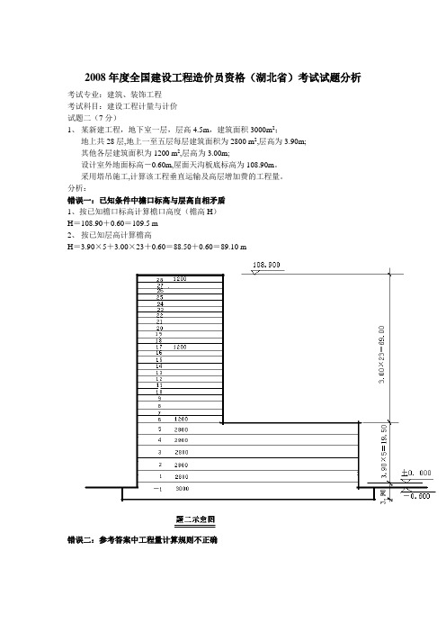 2008年度全国建设工程造价员资格考试题分析