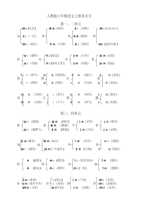 【精品】人教版六年级语文上册多音字