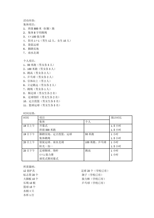 校运动会项目