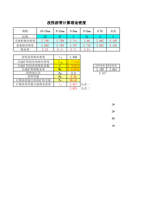 改性沥青计算理论密度