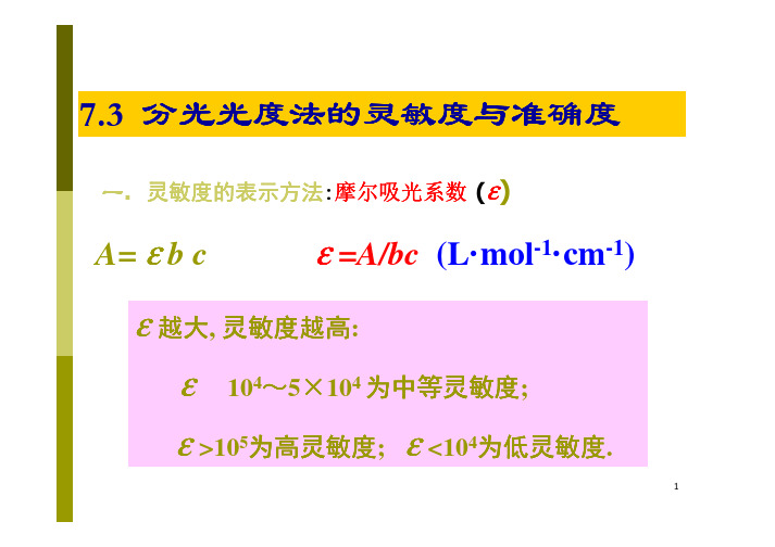 分析化学-分光光度法的灵敏度与准确度