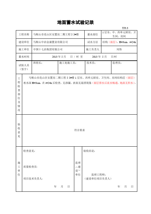 蓄水试验记录表